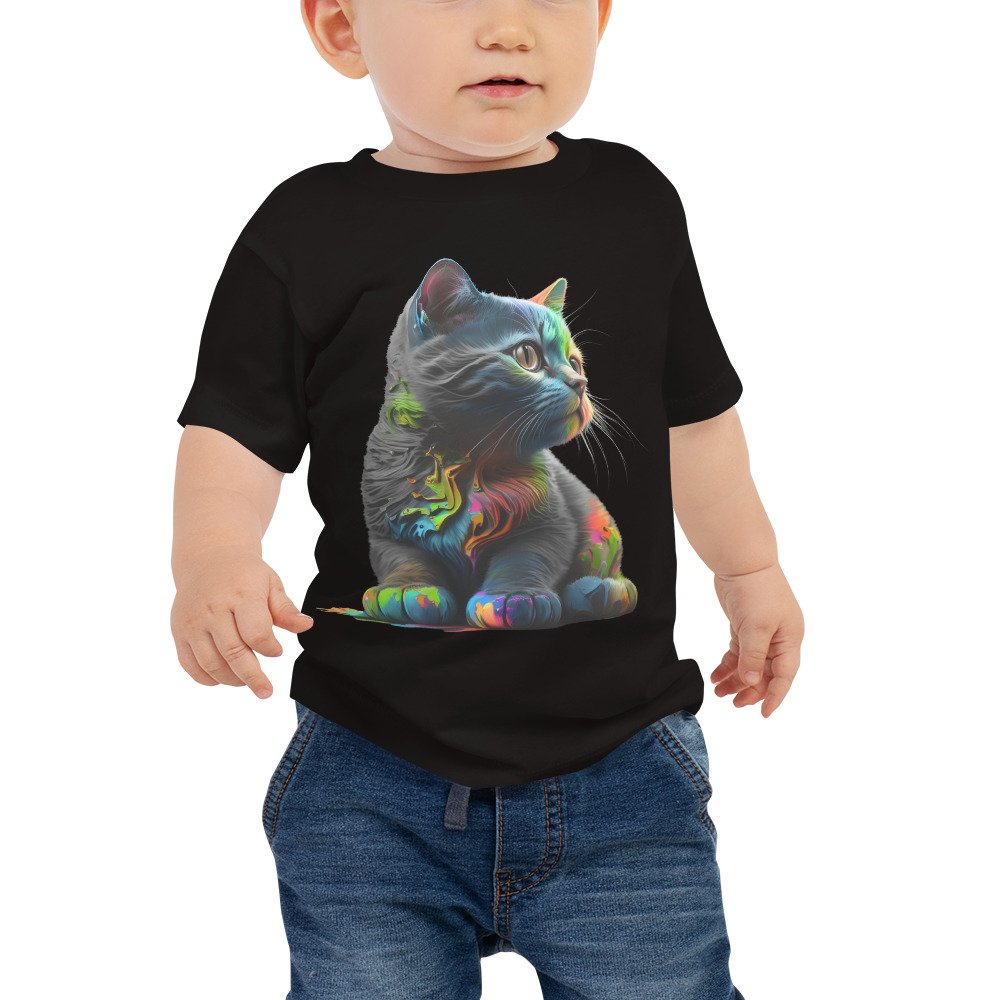 T-shirt à Manches Courtes en Jersey pour Bébé Chaton