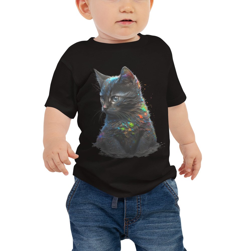 T-shirt à Manches Courtes en Jersey pour Bébé Petit Chat