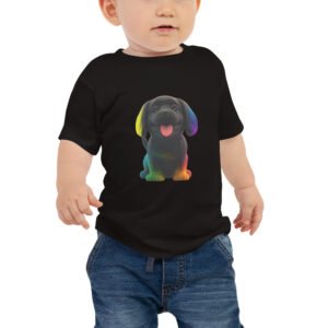 T-shirt à Manches Courtes en Jersey pour Bébé Chiot taché coloré