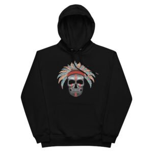 Sweat à capuche premium écologique Tête de mort avec le war bonnet