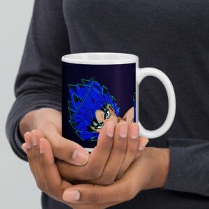 Mug Blanc Brillant Manga Connu Cheveux Bleus