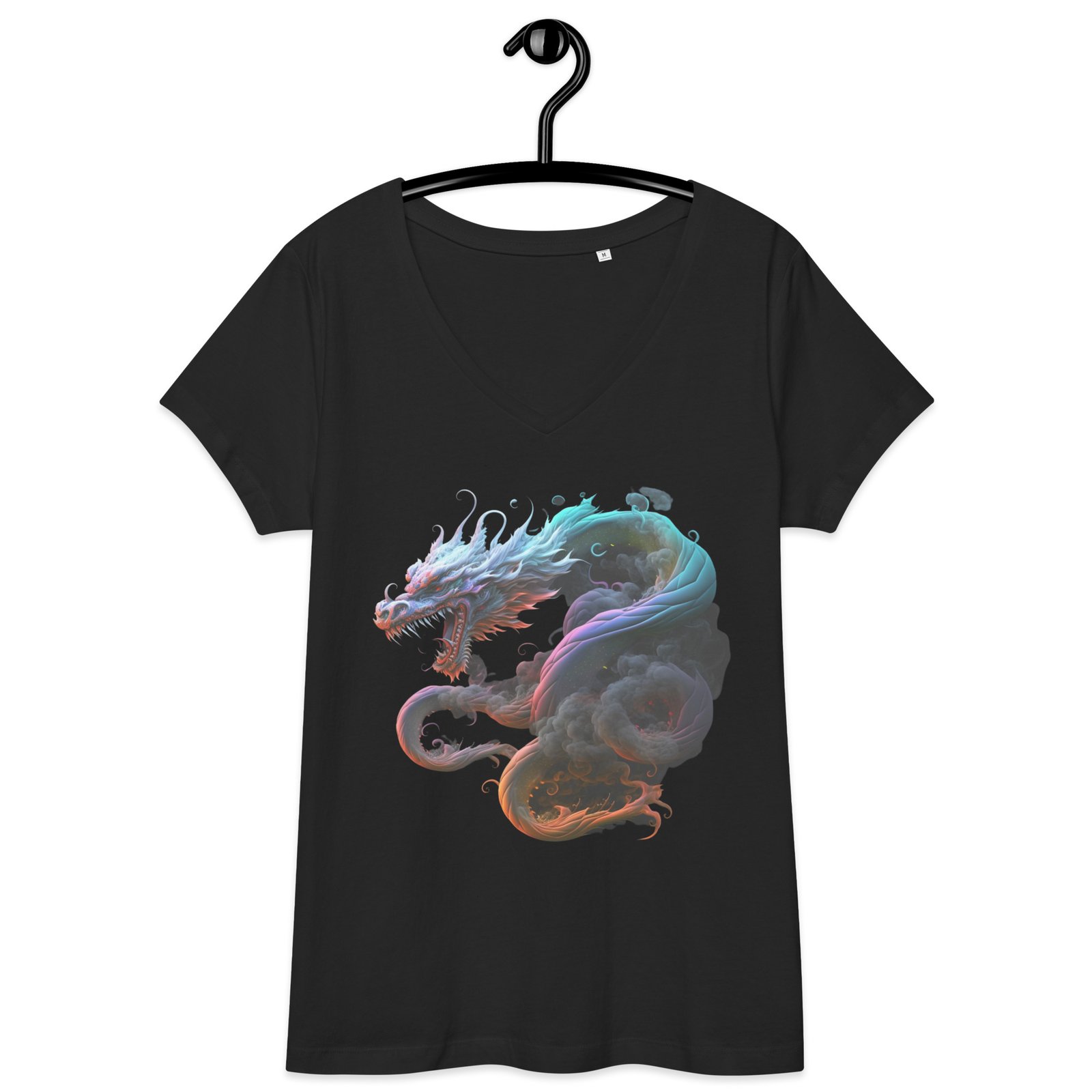 T-shirt col V ajusté femme Dragon coloré – Image 2