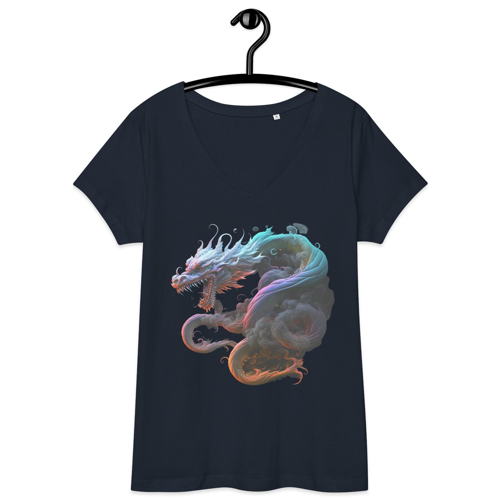 T-shirt col V ajusté femme Dragon coloré – Image 3