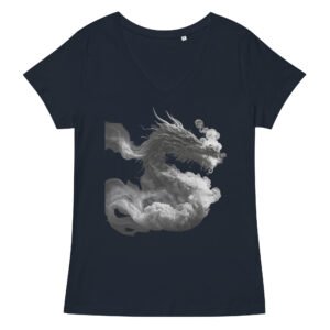Women’s fitted v-neck t-shirt dragon chinois