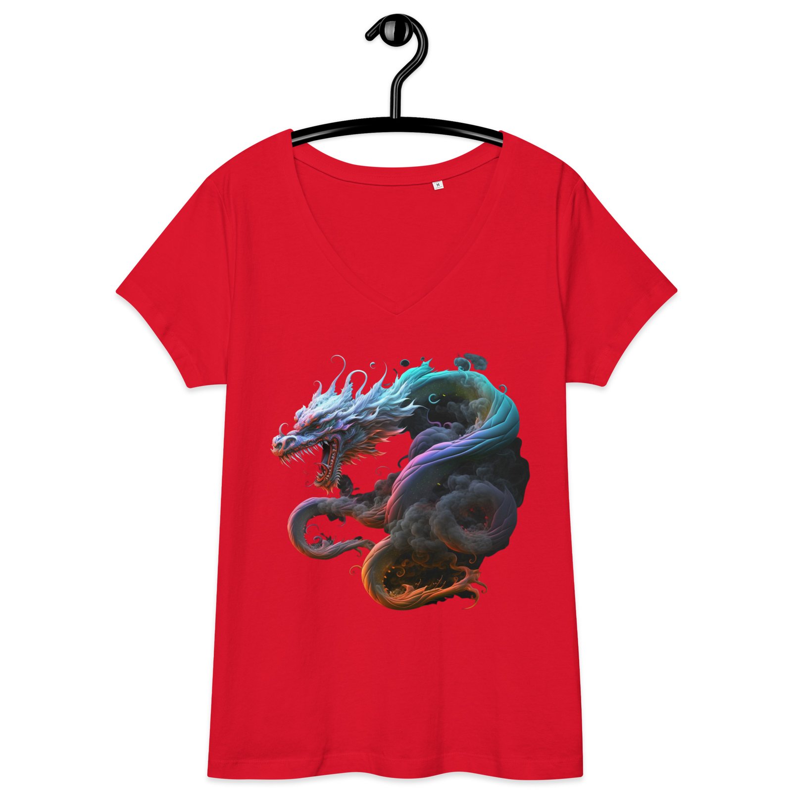 T-shirt col V ajusté femme Dragon coloré