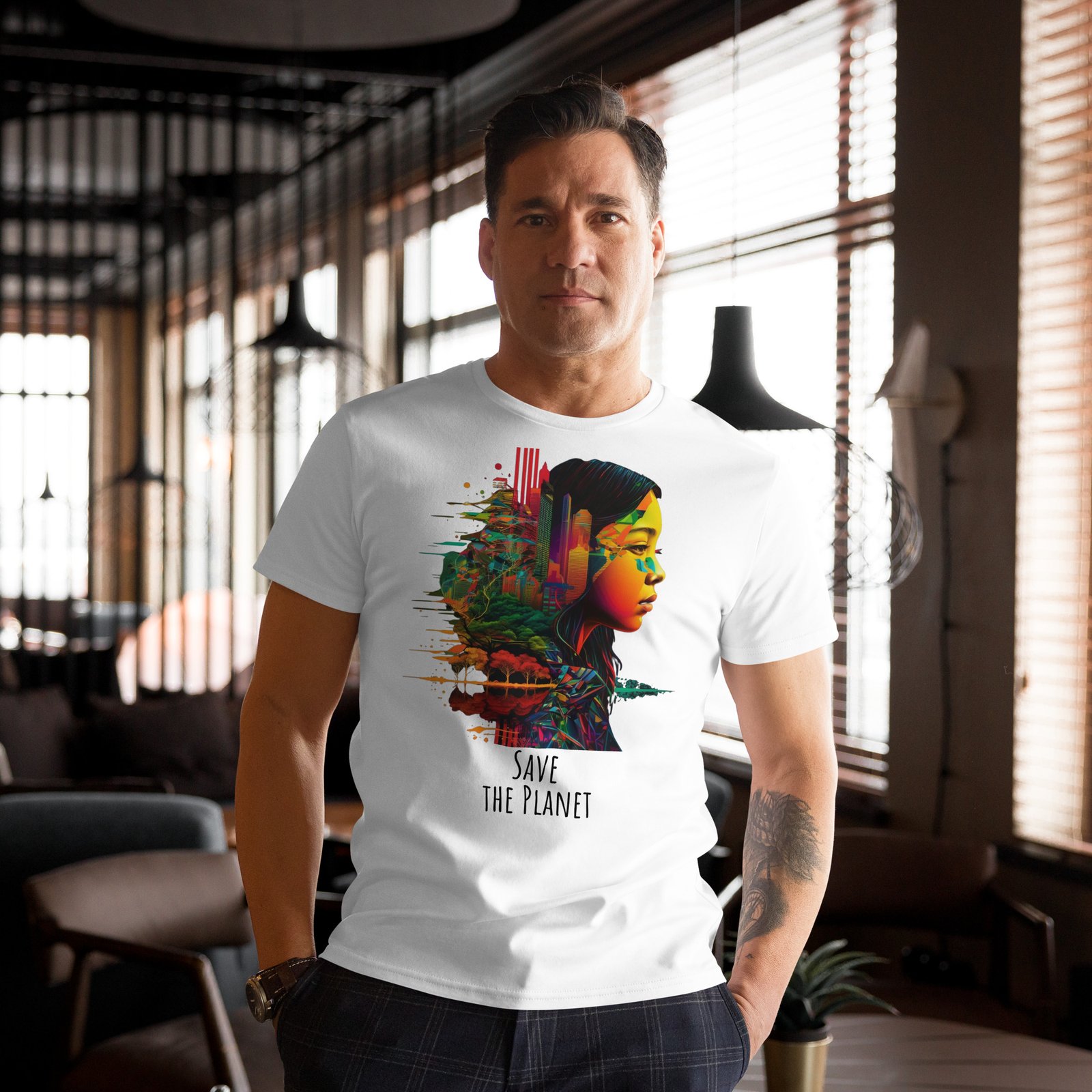 T-shirt premium en coton homme Save the planet