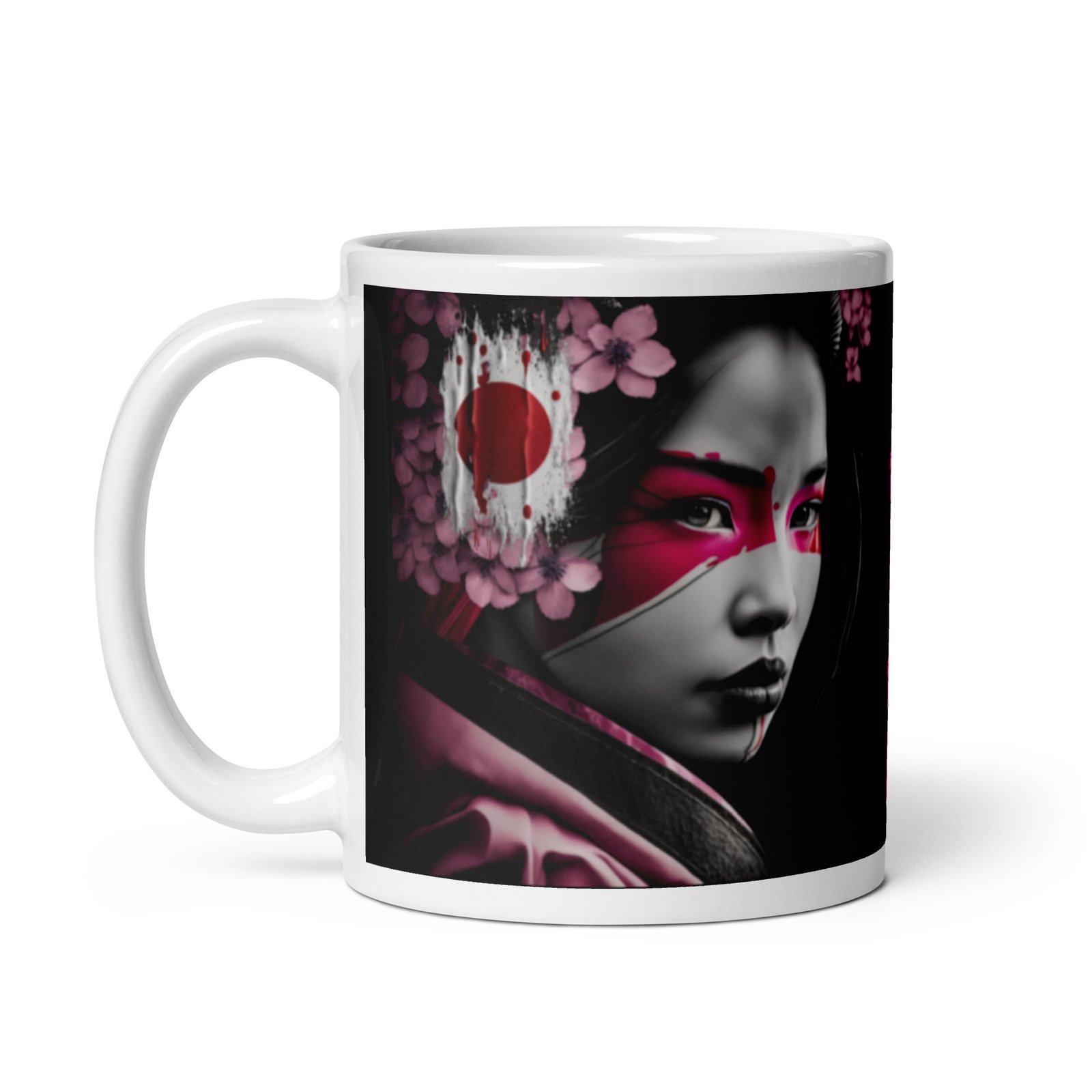 Mug Blanc Brillant Japan Woman Geisha – Image 3