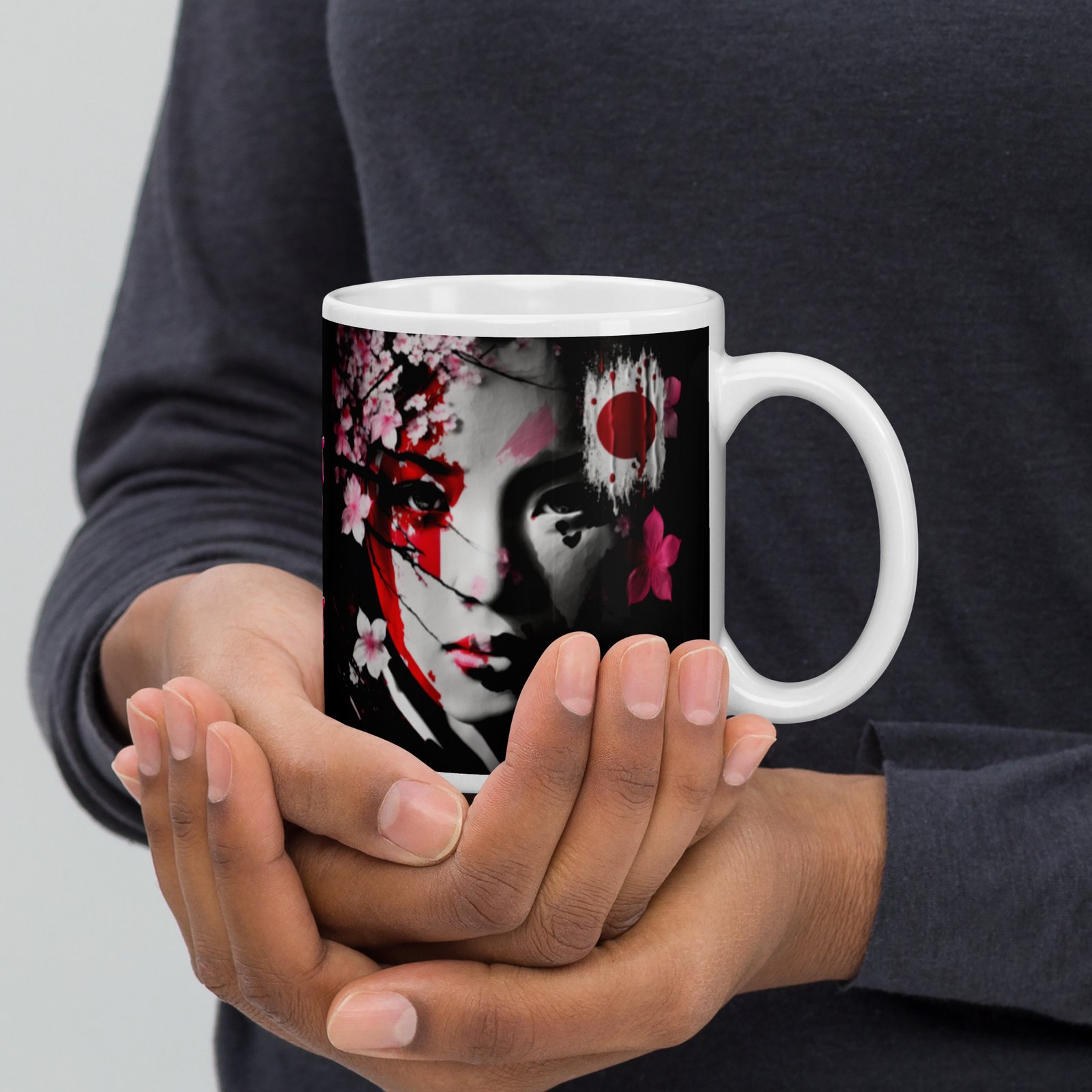 Mug Blanc Brillant Japan-Geisha – Image 2