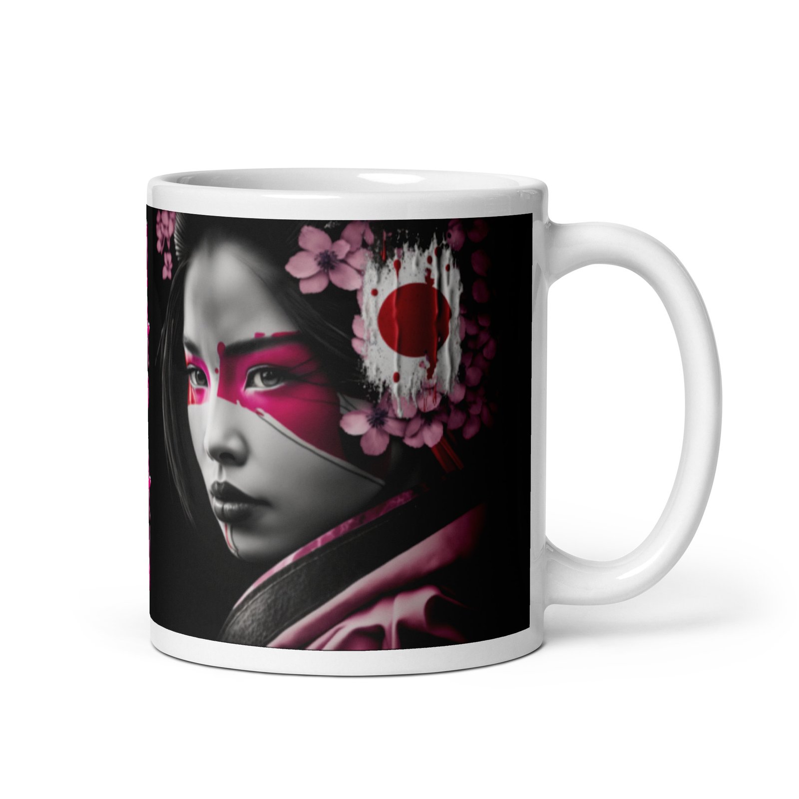 Mug Blanc Brillant Japan Woman Geisha – Image 2