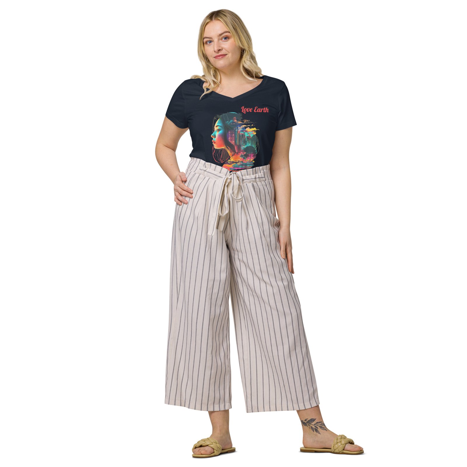 T-shirt col V ajusté femme Love Earth – Image 6