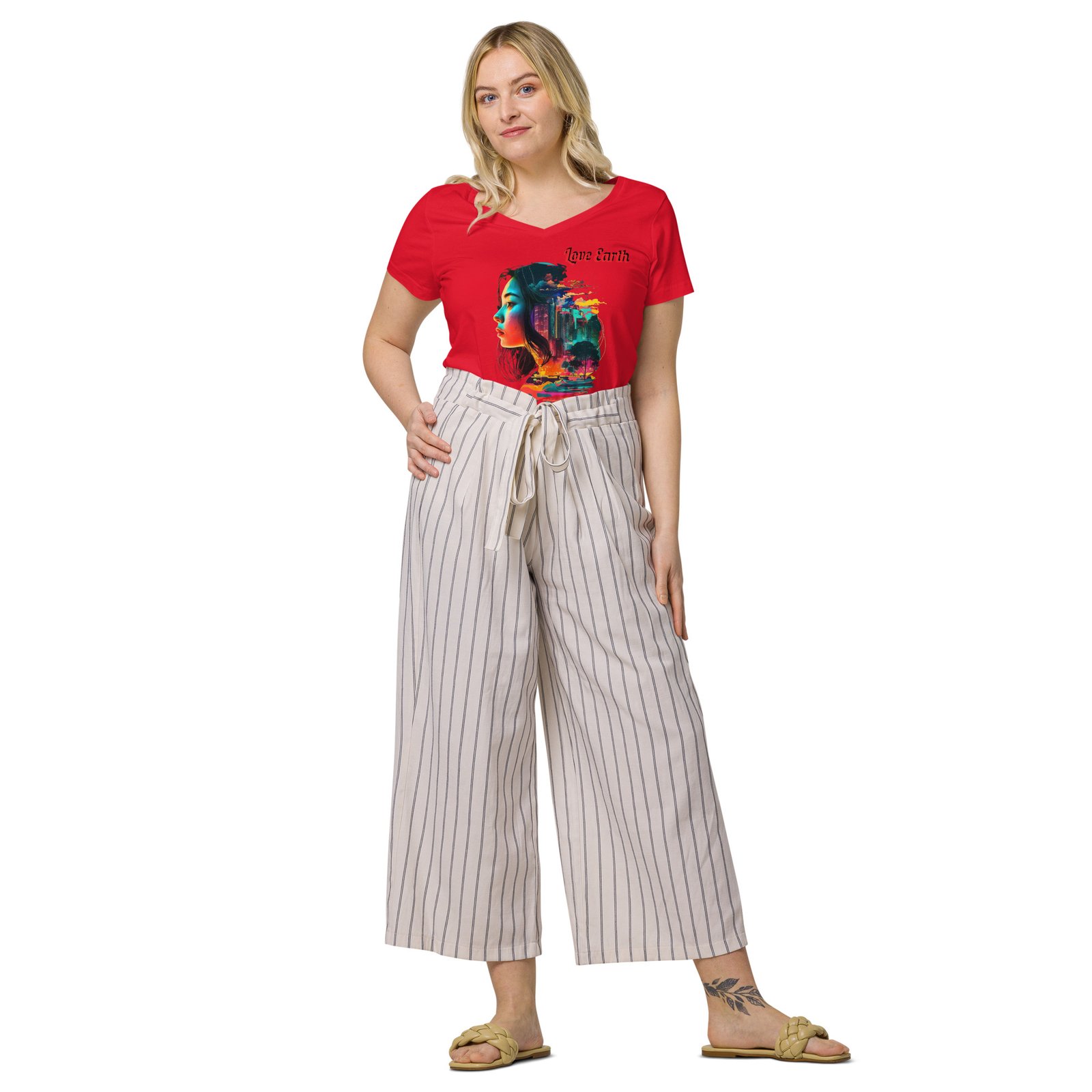 T-shirt col V ajusté femme Love Earth – Image 9