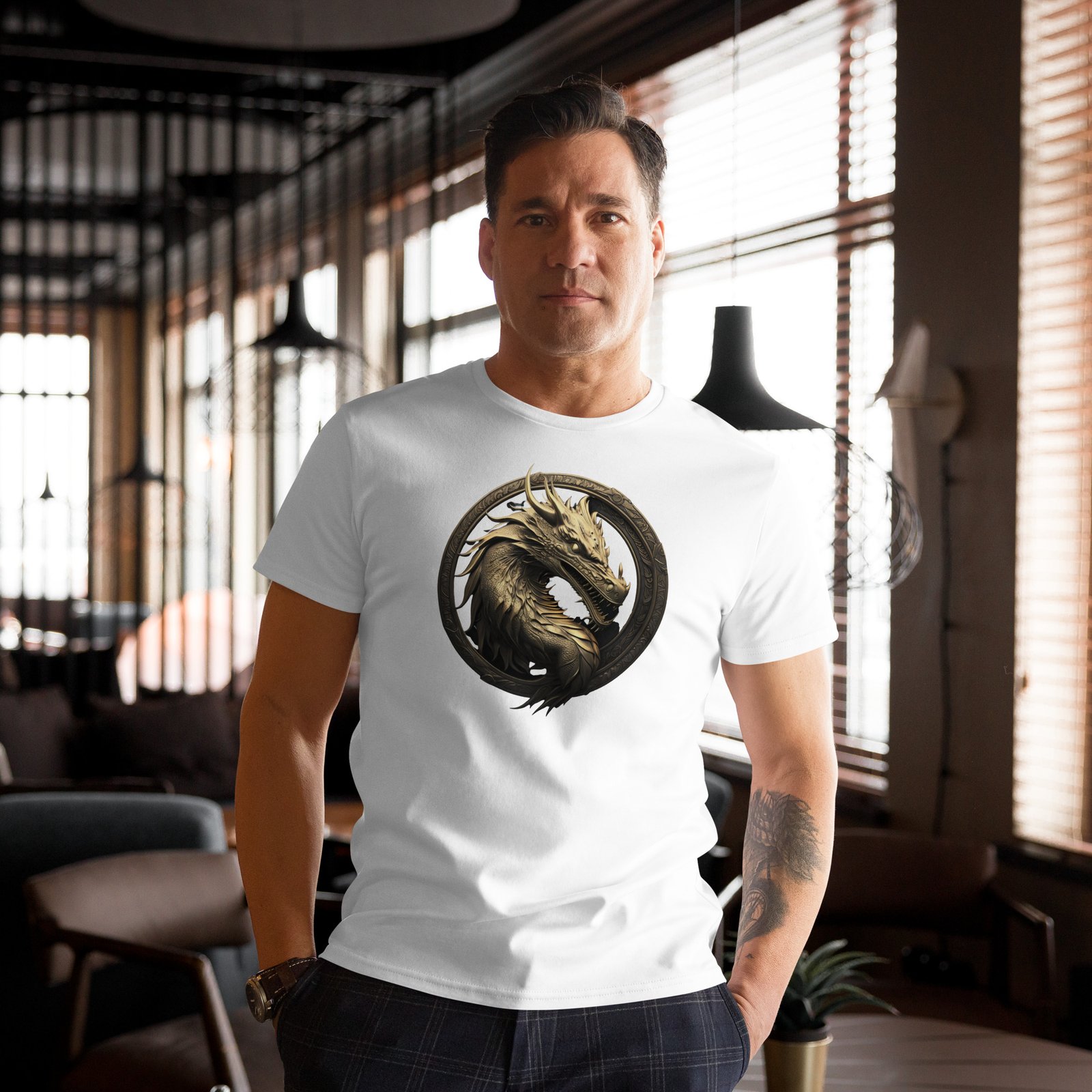 T-shirt premium en coton homme Dragon Coin